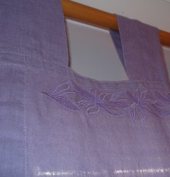 Hemp Curtain Panel with Embroidered vine -Soft Lilac