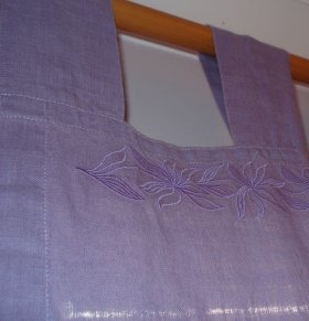 (image for) Hemp Curtain Panel with Embroidered vine -Soft Lilac