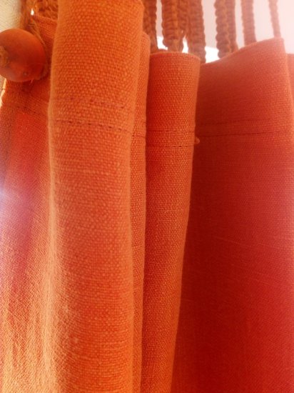 Hemp Shower Curtain Purely Burnt Orange 180cm Width - Click Image to Close