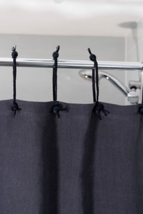 (image for) Hemp Shower Curtain Purely Charcoal Gray 180cm x 194cm