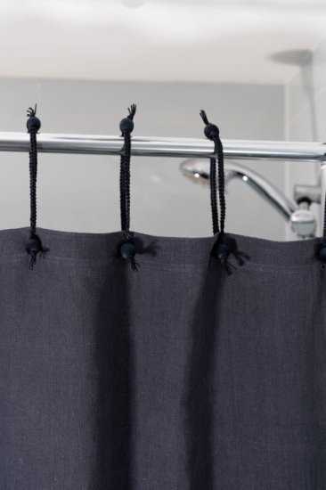 (image for) Hemp Shower Curtain Purely Charcoal Gray -143cm x 160cm - Click Image to Close